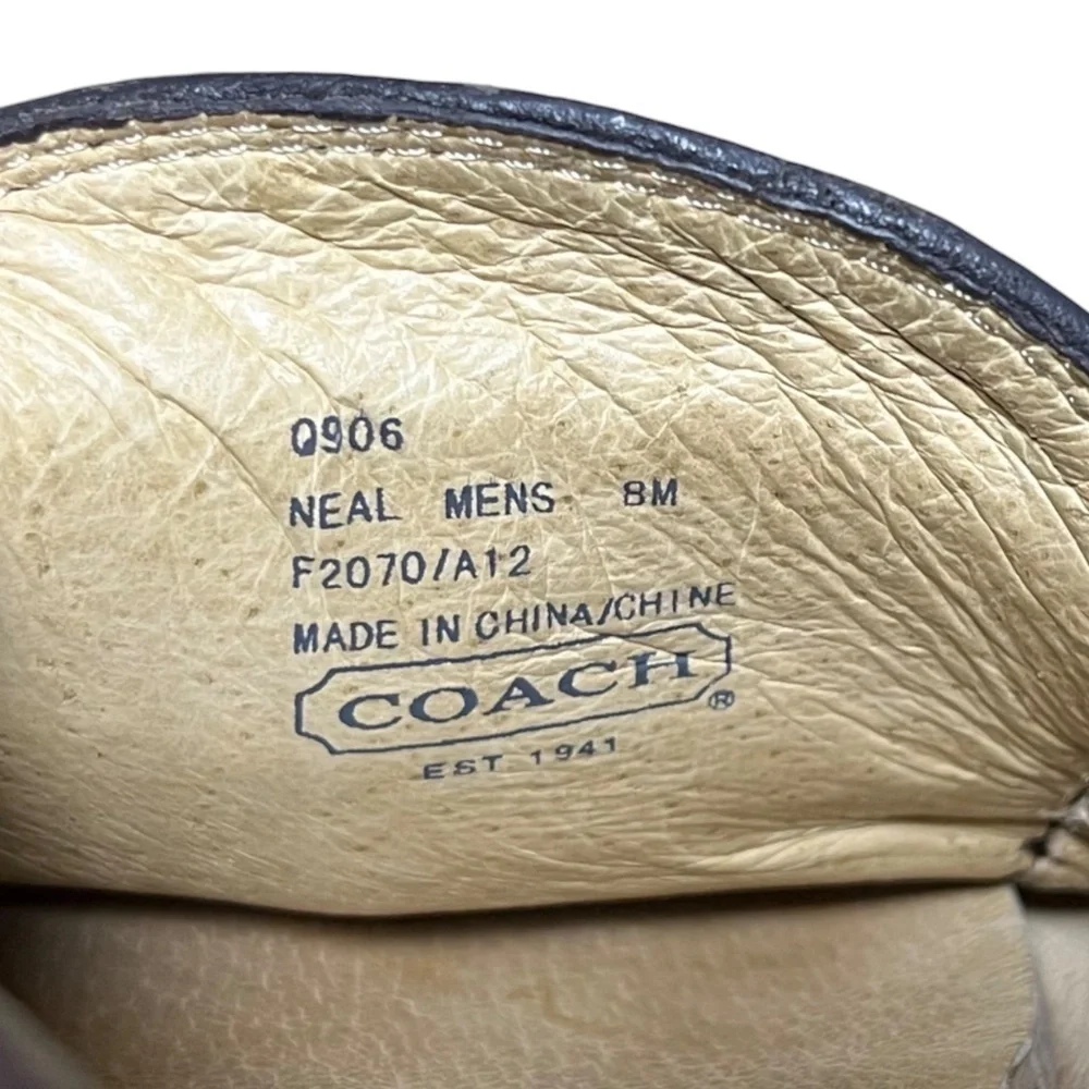 Coach Signature Leather Mens Neal Pebbled Driver Shoes Loafers Brown Size 8 M